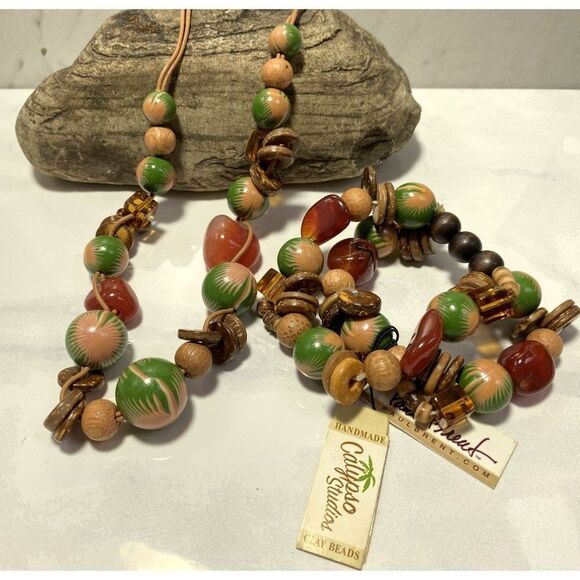 Paul  Brent Handmade Cluster Necklace & Bracelet Leaf Design Calypso Studios NEW - Picture 4 of 4